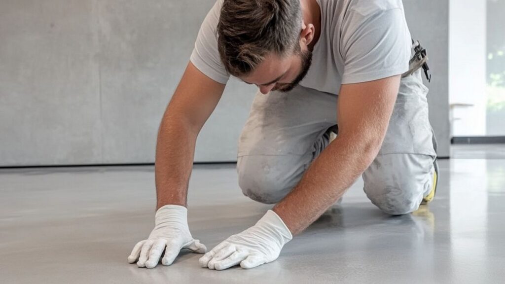 Renowacja mikrocementu pokazuje odświeżanie powłoki i naprawę powierzchni, co jest istotne, gdy chcesz przywr&oacute;cić estetykę i ochronę bez wykonywania całej aplikacji od początku.