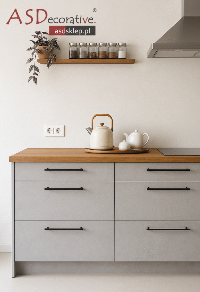 Fronty mebli wykończone mikrocementem o gładkiej powierzchni i matowym efekcie. Meble z mikrocementu stanowią alternatywę dla front&oacute;w lakierowanych i fornirowanych.